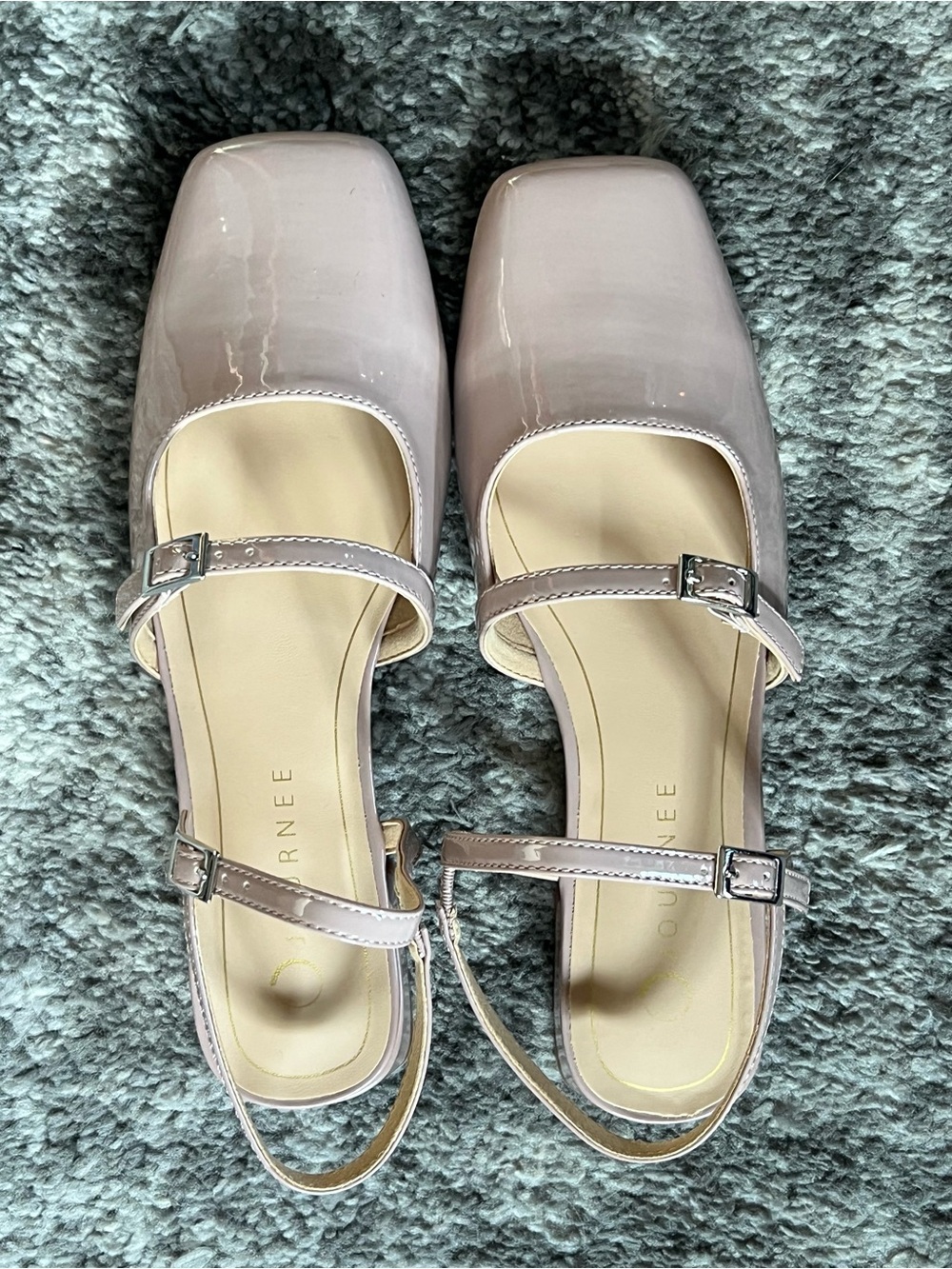Journee Collection Blush Patent Double-Strap Slingback Flats